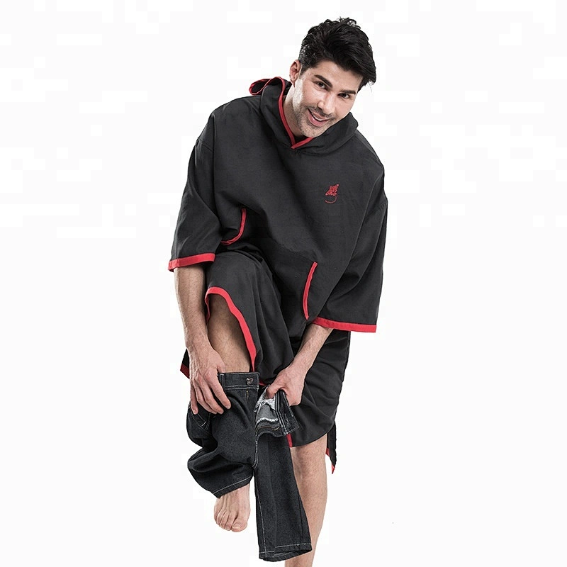 Adults Men Women Changing Towel Poncho Wetsuit Changing Robe Quick Dry Surf Poncho Robe with Hood