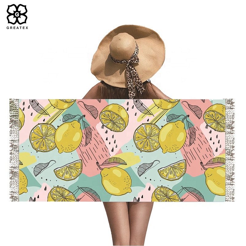 Custom digital print microfiber unique pattern rectangular large towel suitable for beach