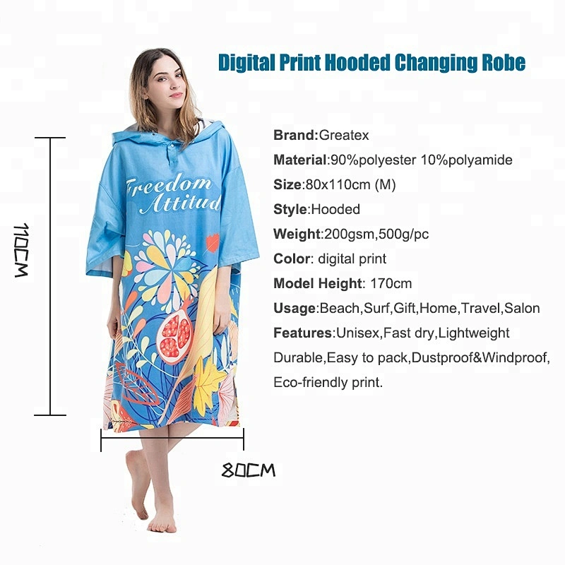 Printed Surf Changing robe adult towel poncho