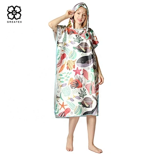OEM unique pattern microfiber surfing poncho changing robe for adults