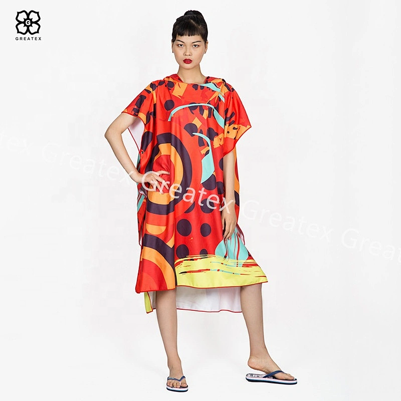 Premium Amazon hot sale custom microfiber hooded changing robe surf poncho