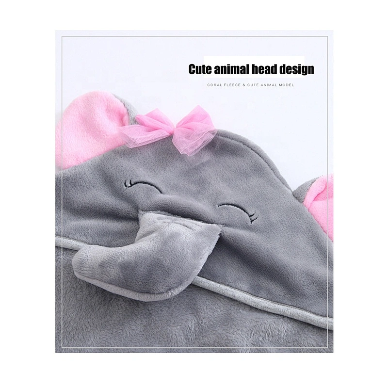 Plush Fleece Hooded Animal Embroidery Baby towel