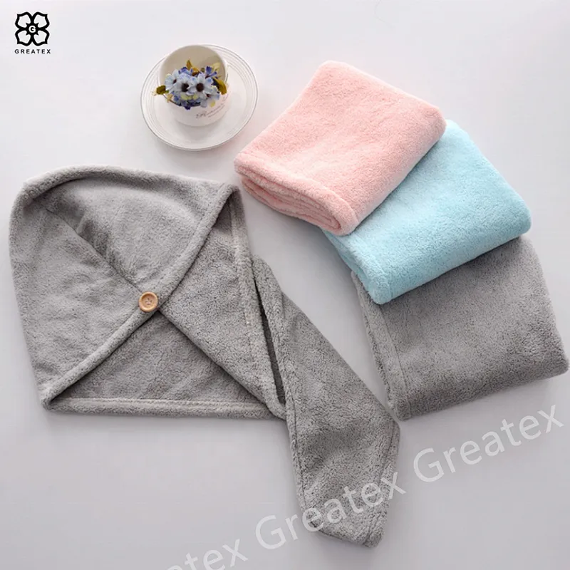 Super fluffy highly absorbent microfiber coral fleece soft hair towel