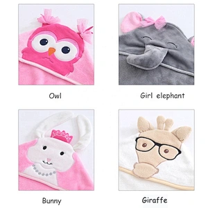 Plush Fleece Hooded Animal Embroidery Baby towel