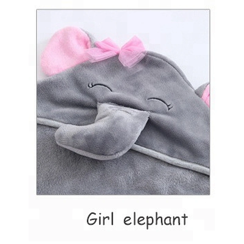 Coral fleece Organic elephant hooded baby towel