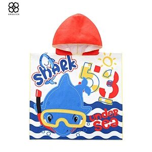 Wholesale special promotional funny pattern children surf poncho in beach