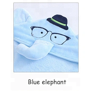 Coral fleece Organic elephant hooded baby towel