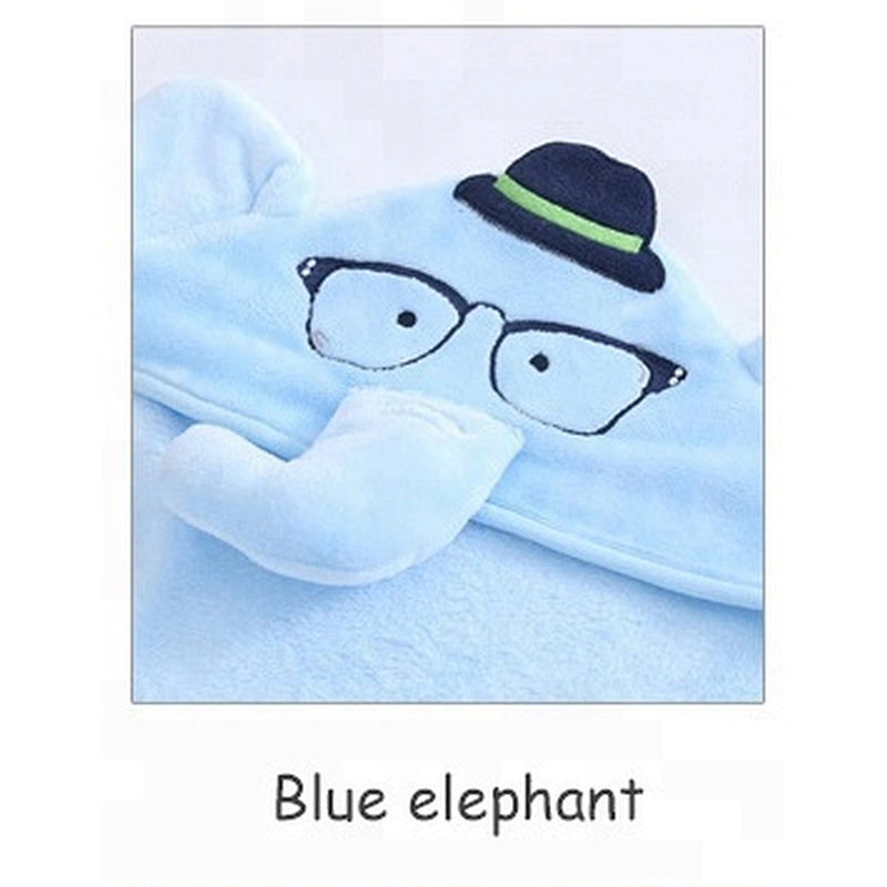 Coral fleece Organic elephant hooded baby towel