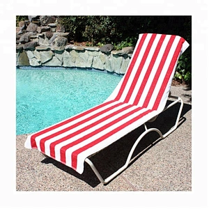 Good quality terry stripe Cotton beach towel lounge chair cover