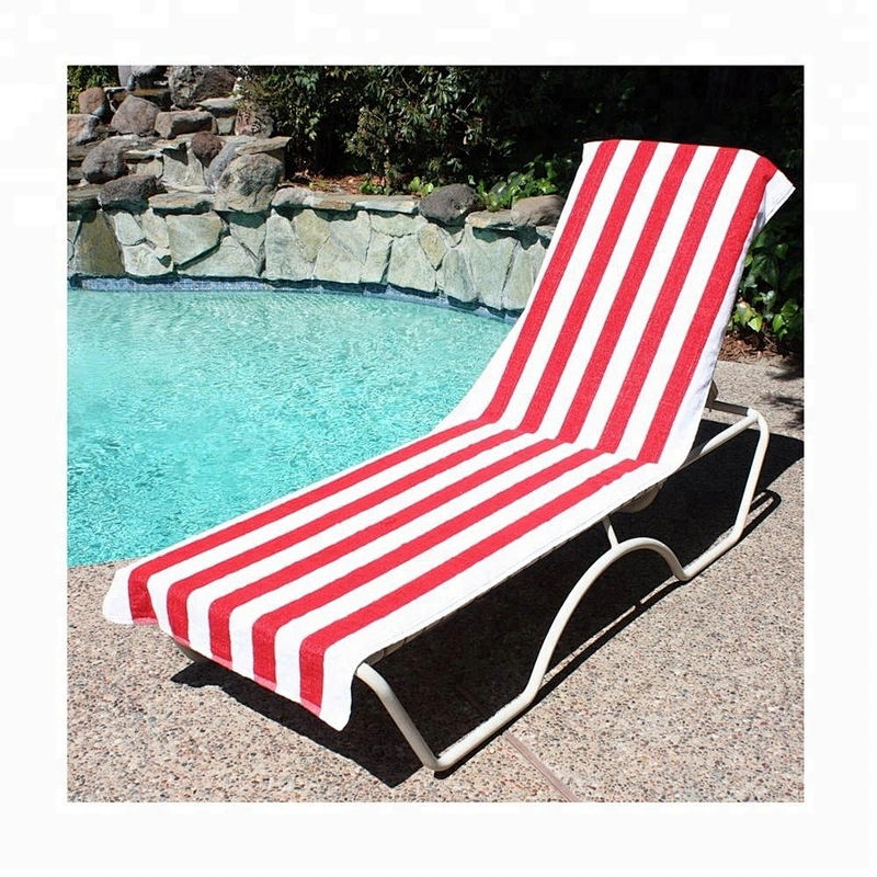 Good quality terry stripe Cotton beach towel lounge chair cover