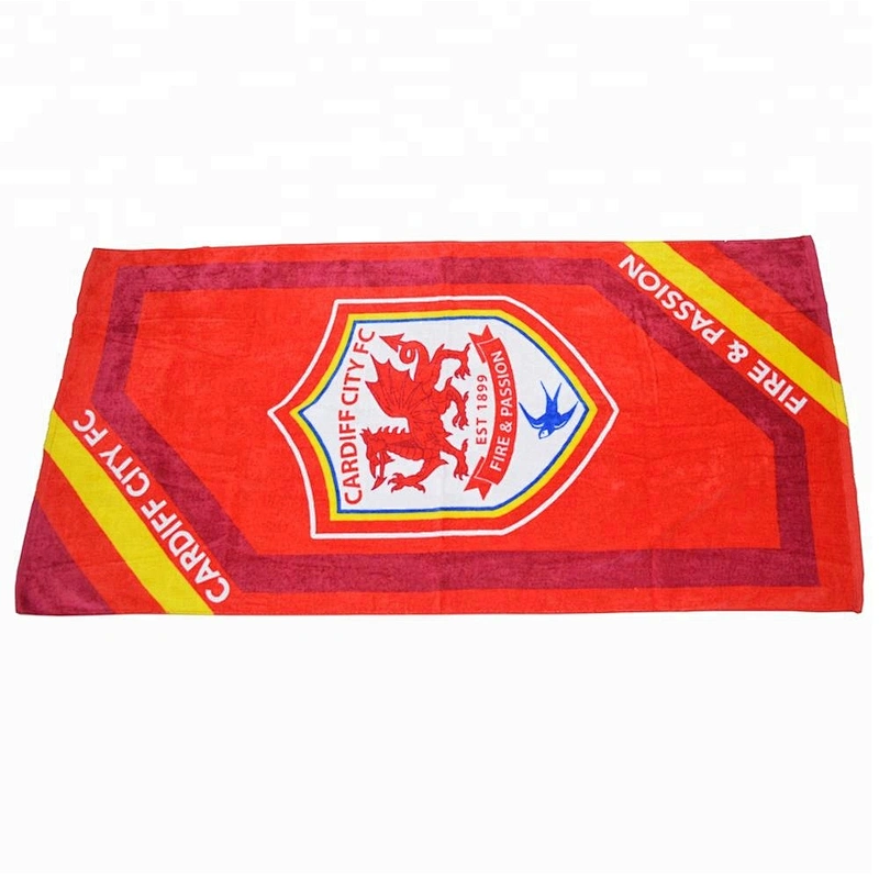 Wholesale Custom Screen printed FC Beach football towel for beach