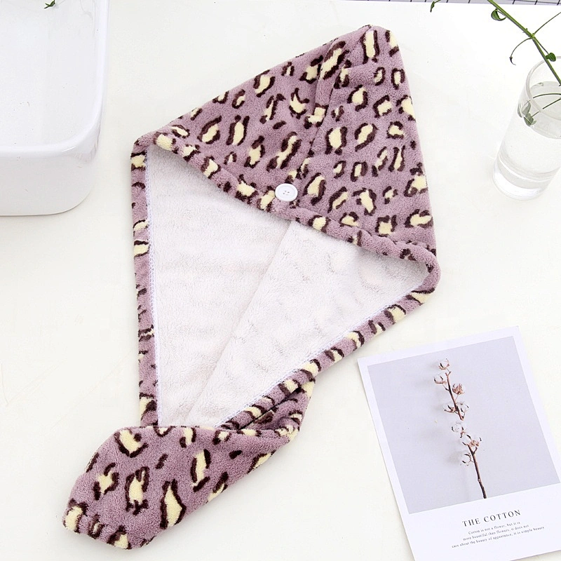 Promotional hot sale leopard print microfibre hair towel turban