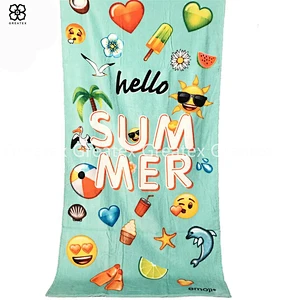 Creative printed rectangular beach microfiber towel for adults kids