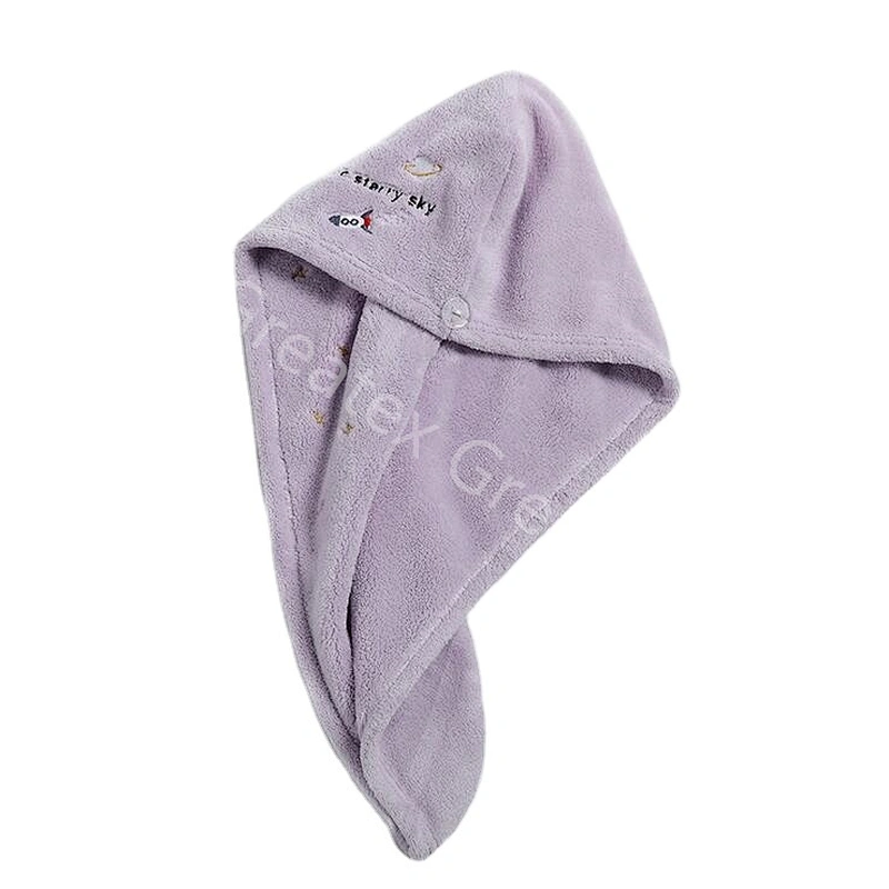 Popular high quality embroidery quick-dry turban hair towel custom