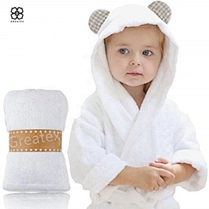 Custom wholesale super soft bamboo fiber bathrobe baby hooded towel