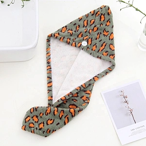 Promotional hot sale leopard print microfibre hair towel turban