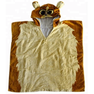 Custom Printed 100% Cotton kids hooded poncho beach towel