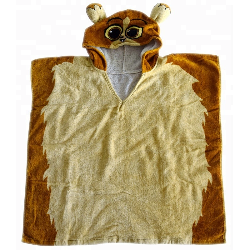 Custom Printed 100% Cotton kids hooded poncho beach towel