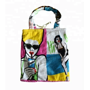 Summer Cute Terry Cotton Toweling printed tote bag