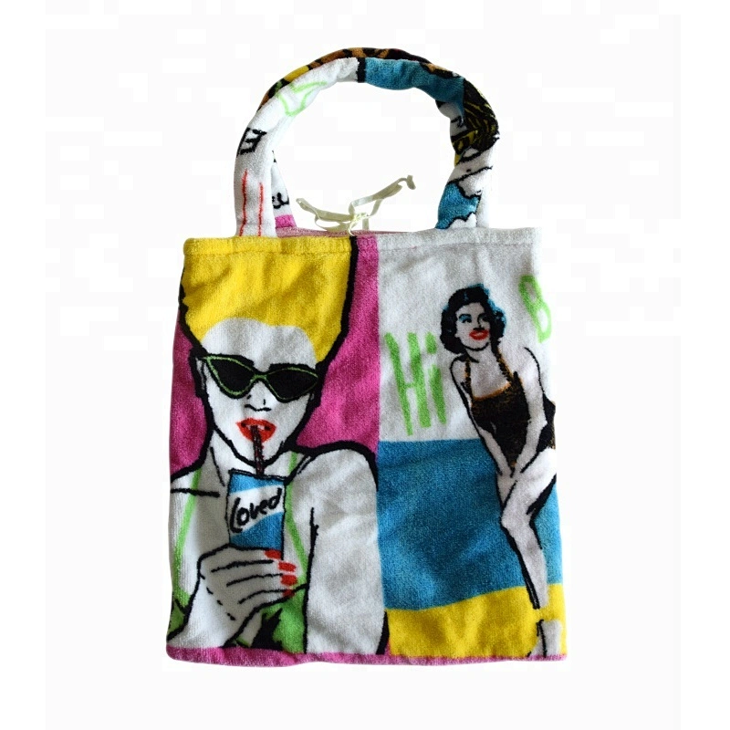 Summer Cute Terry Cotton Toweling printed tote bag