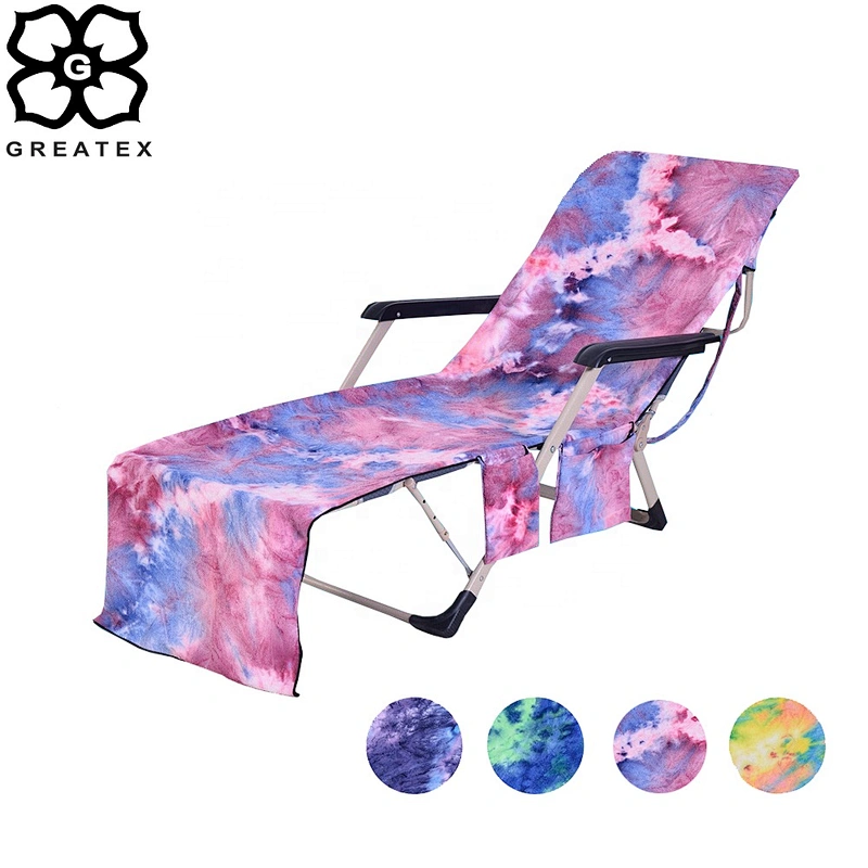Amazon Hot sale 600g fancy designed tie dyed cheap Microfiber beach towels chair cover