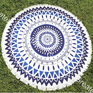 Promotional round  microfiber reactive print beach towel with decor art