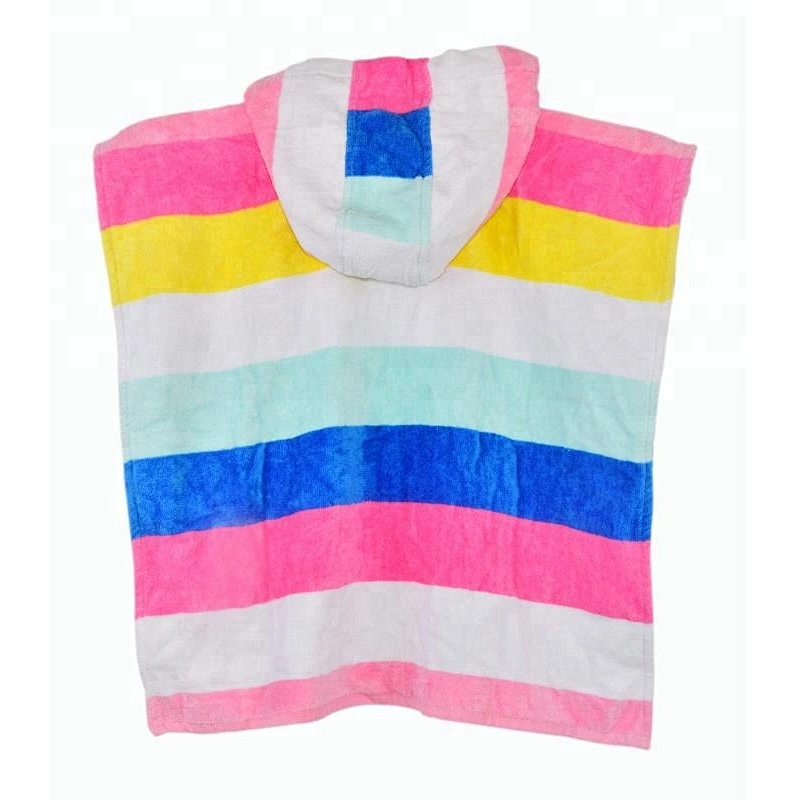 Cotton Beach Colorful stripe printed baby poncho