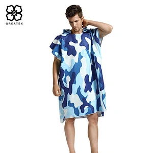 Factory price super soft custom microfiber surfing poncho changing robe in beach