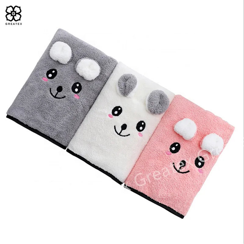 High quality hot sale embroidery animal face set baby kids bath towel soft