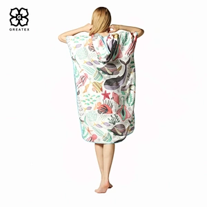 OEM unique pattern microfiber surfing poncho changing robe for adults