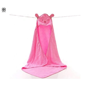 High quality super soft cotton plain dyed baby hooded towel with cute design