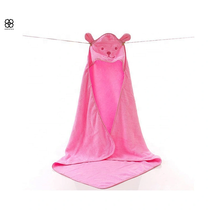 High quality super soft cotton plain dyed baby hooded towel with cute design