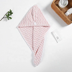 White&Pink strip terry cloth hair towel for custom designs and super absorbent