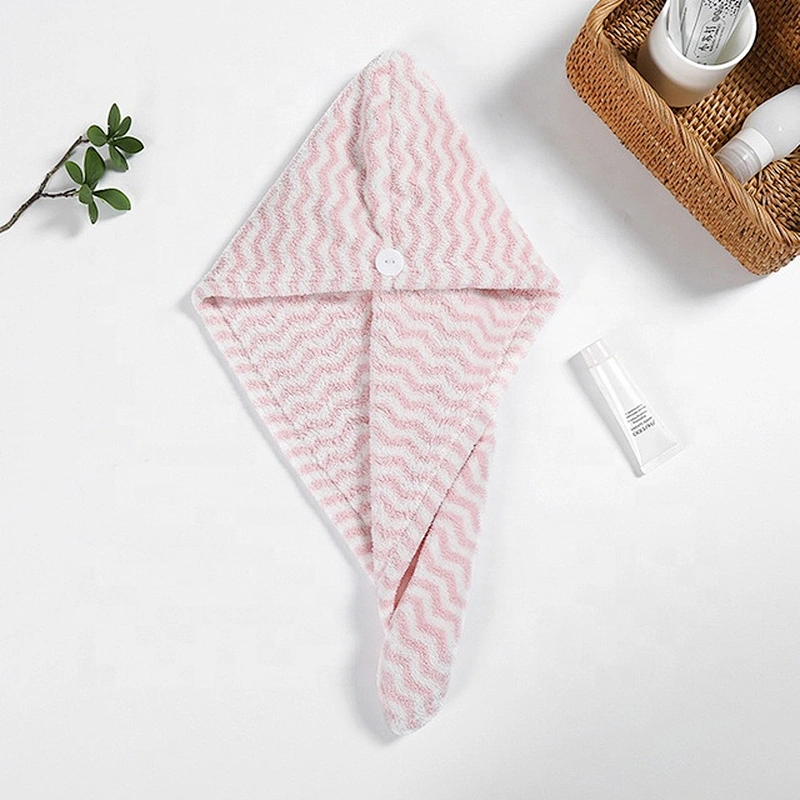 White&Pink strip terry cloth hair towel for custom designs and super absorbent