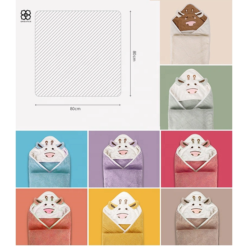 Chinese suppliers skin-friendly funny cartoon pattern children bathrobe washcloth towel
