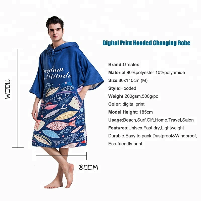 MOQ 100pcs Custom Design Factory Microfiber Poncho Changing robe with pockets