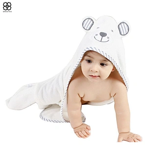 Premium super soft high quality bamboo animal pattern hooded towel