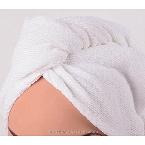 Custom logo embroidery White Salon Drying Microfiber hair towel turban