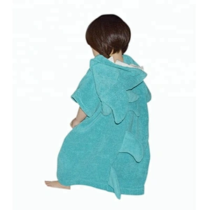 Hot sale 100% Cotton Cute Design Animal Hooded Poncho towel baby robe