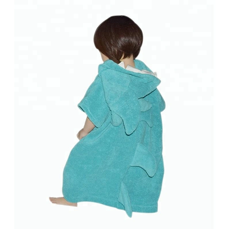Hot sale 100% Cotton Cute Design Animal Hooded Poncho towel baby robe