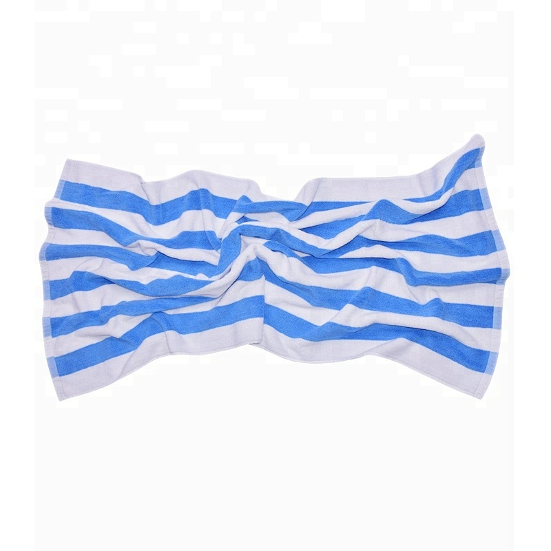 Cotton white and blue stripe beach towel