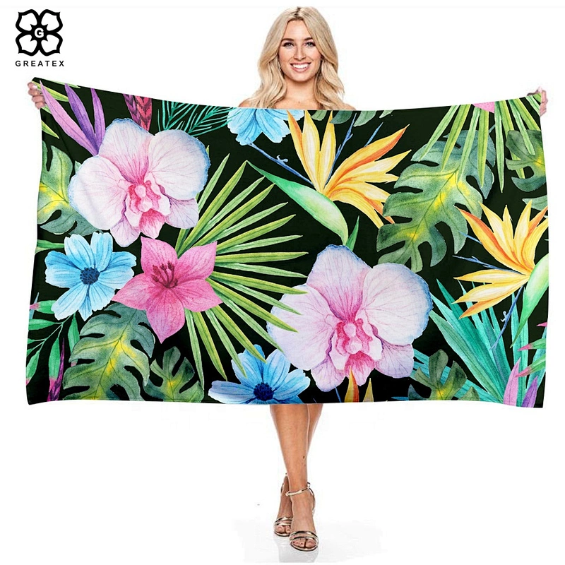 Wholesale skin-friendly adults and kids rectangular beach towel with microfiber material