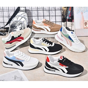 Mesh Upper PVC Combination Outsole  Lace-up Women Shoes