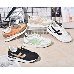 Women Lace-up Casual Pu and Fabric Upper Shoes