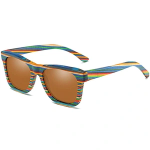 China wholesale new style polarized colorful skateboard bamboo wooden sunglasses 2019