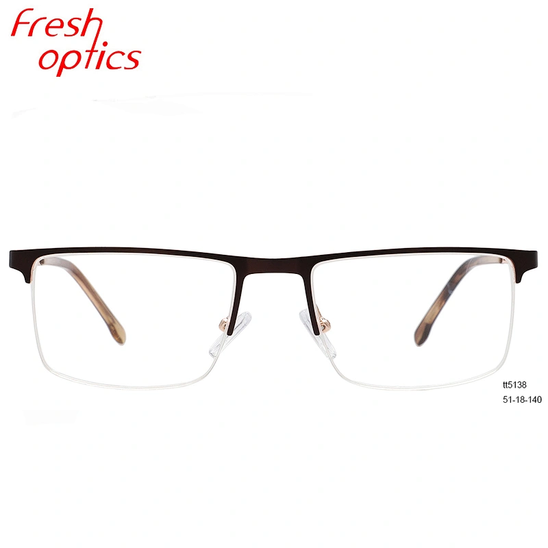 popular square half frame  metal optical frames eyeglasses frames for men's