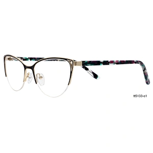Designer red cat eye prescription glasses half rim metal optical frames for women
