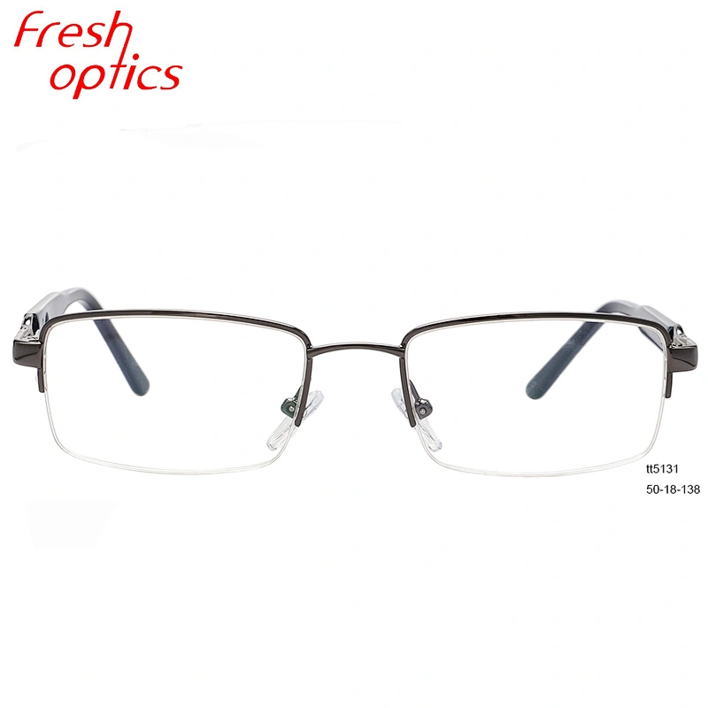Italian gentleman gold metal half rim optical spectacles eyeglasses frames
