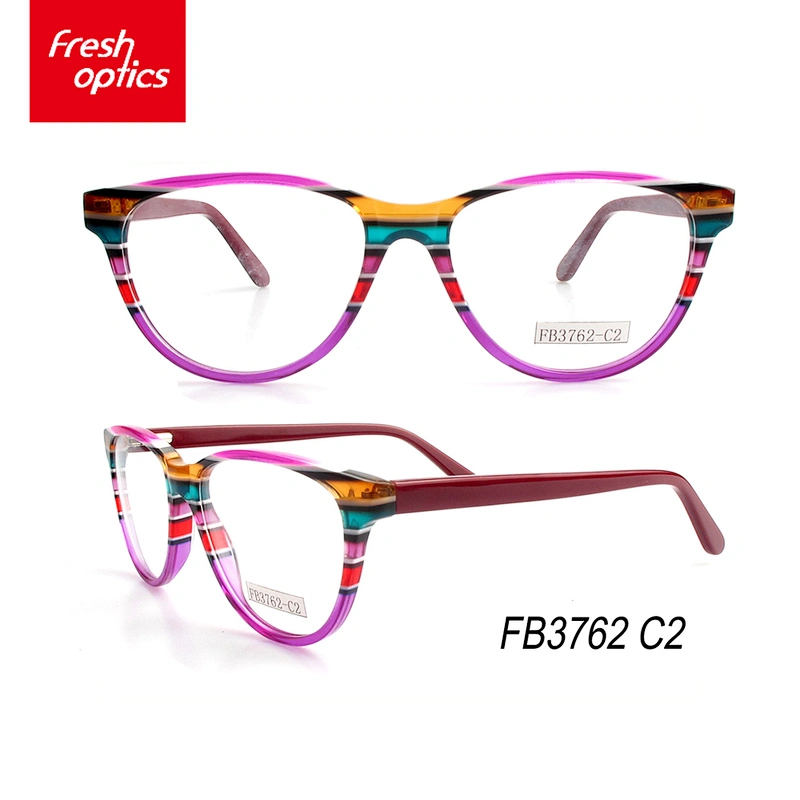FB3762 Acetate Girl Style Eyewear Frames With Colorful Printing