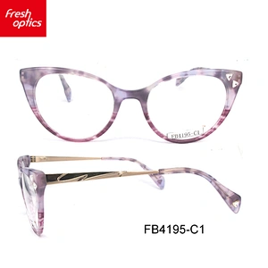 FB4195 Acetate frames with metal temple and acetate tips fashionable colors for girls